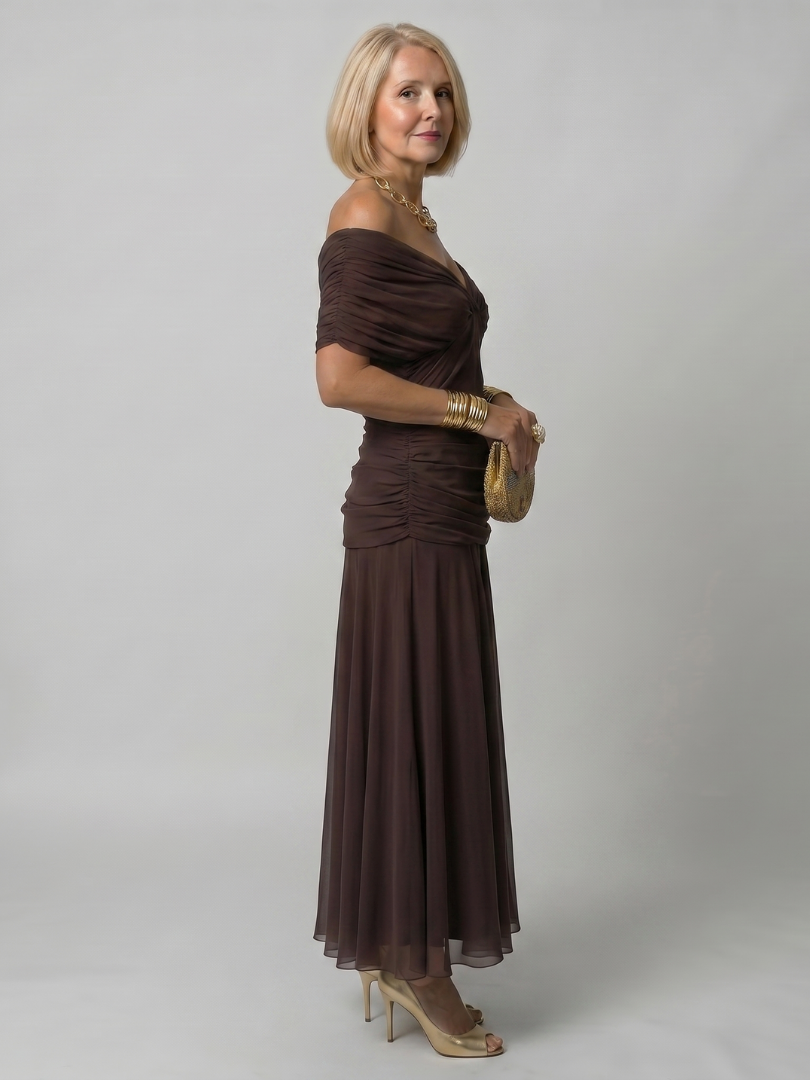 סטלה & גרייס™ | שמלת מידי עם כתף חשופה