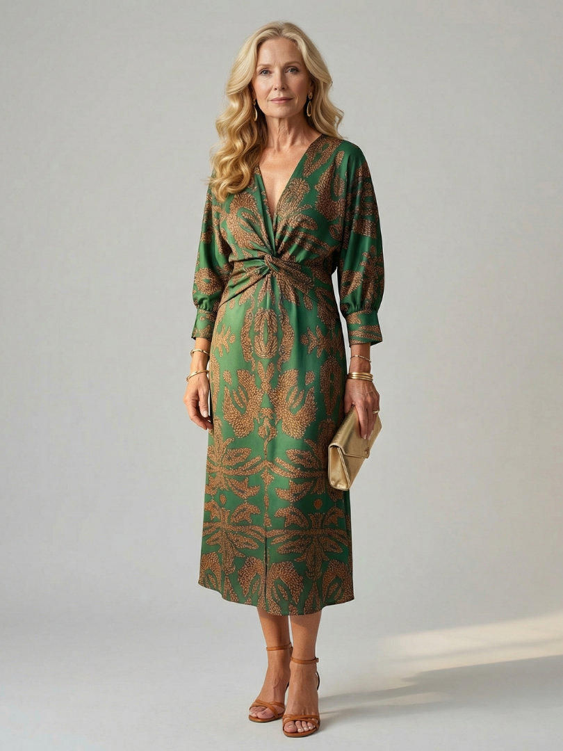 לונה | שמלת מידי עם חצי עטיפה