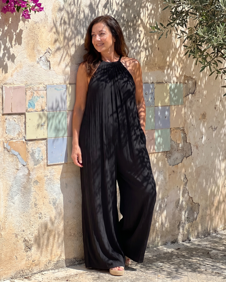סילברה | מכנסיים רחבים עם צווארון חצי-פתוח